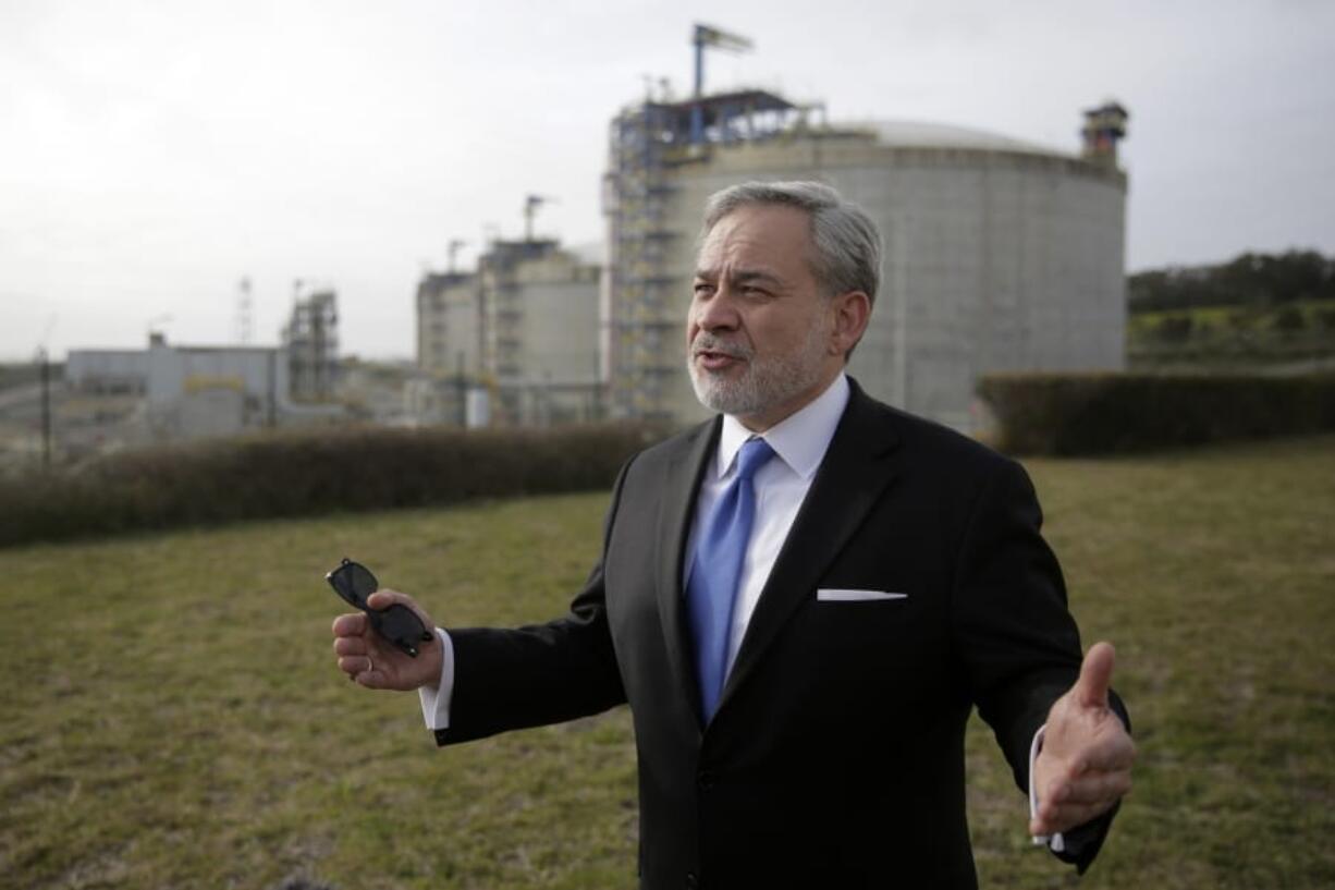 United States Secretary of Energy Dan Brouillette gestures during an interview Feb. 12 at the LNG terminal of the deepwater port of Sines after visiting the port in southern Portugal. The U.S. government and American companies are expressing interest in the expansion of the port in the wake of the global crash of oil prices.