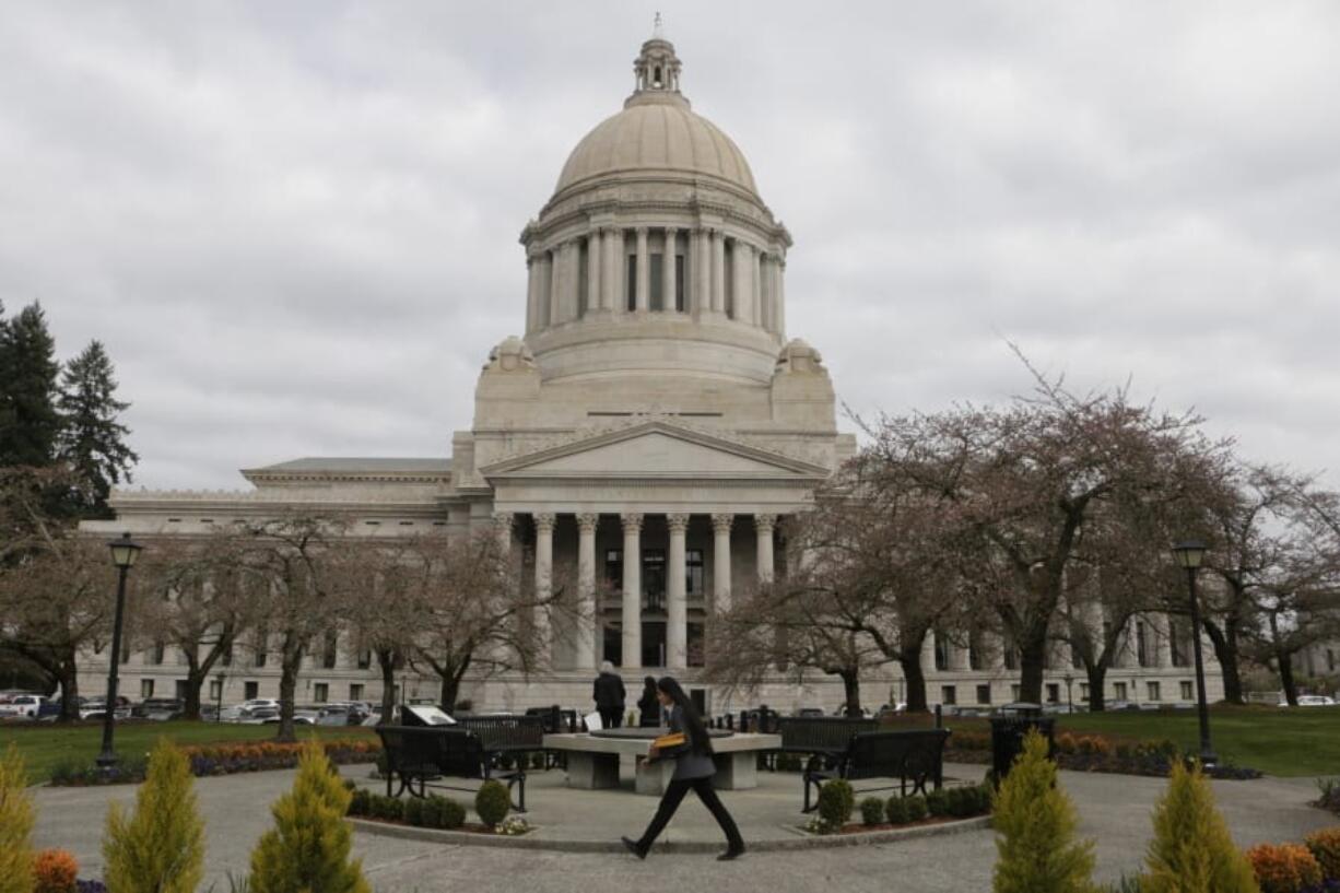 The Washington Capitol building is seen on the last day of the 60-day legislative session Thursday in Olympia.