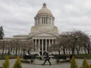 The Washington Capitol building is seen on the last day of the 60-day legislative session Thursday in Olympia.