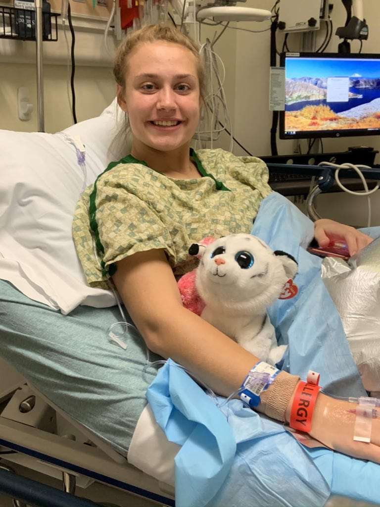 Amelia Renner after her first knee surgery in September (Photo provided by Renner family)