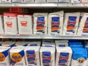 The flour selection available at a Publix grocery store in Orlando, Fla., in February.