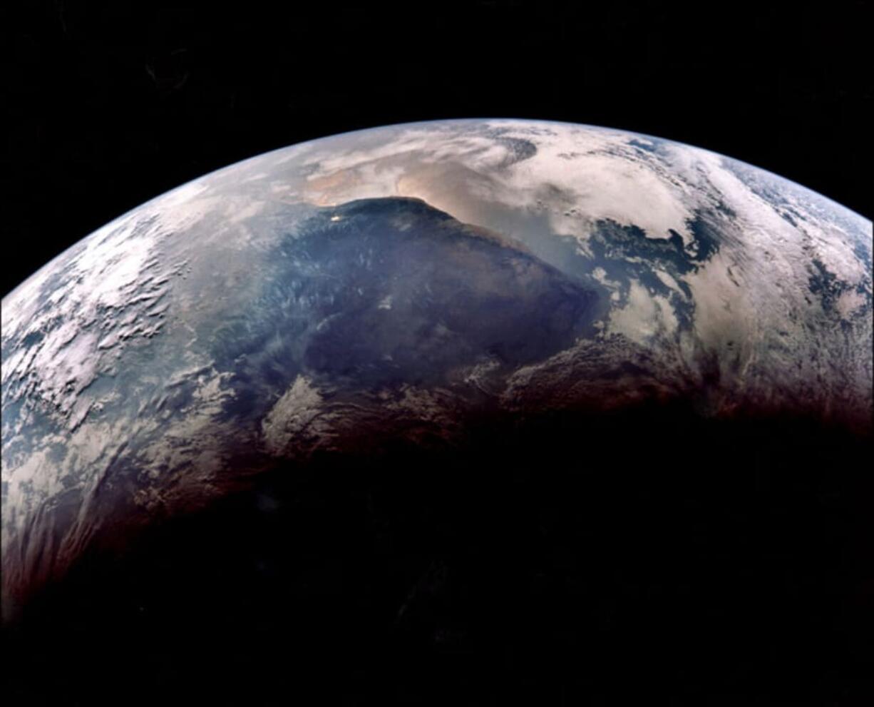 View of the earth photographed from the Apollo 11 spacecraft as it approached the earth on its return from the moon, July 24, 1969.