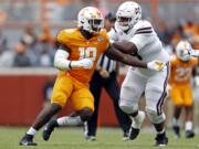 Tennessee linebacker Darrell Taylor (19) was selected by the Seattle Seahawks in the second round of the NFL football draft Friday, April 24, 2020.