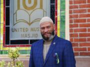 Amir Qasim Rashad of the United Muslim Masjid outside the mosque and Muslim center on April 16. With the outbreak of the COVID-19 virus, Muslims will have limitations in place as they anticipate observing Ramadan, a monthlong holiday that started Thursday.