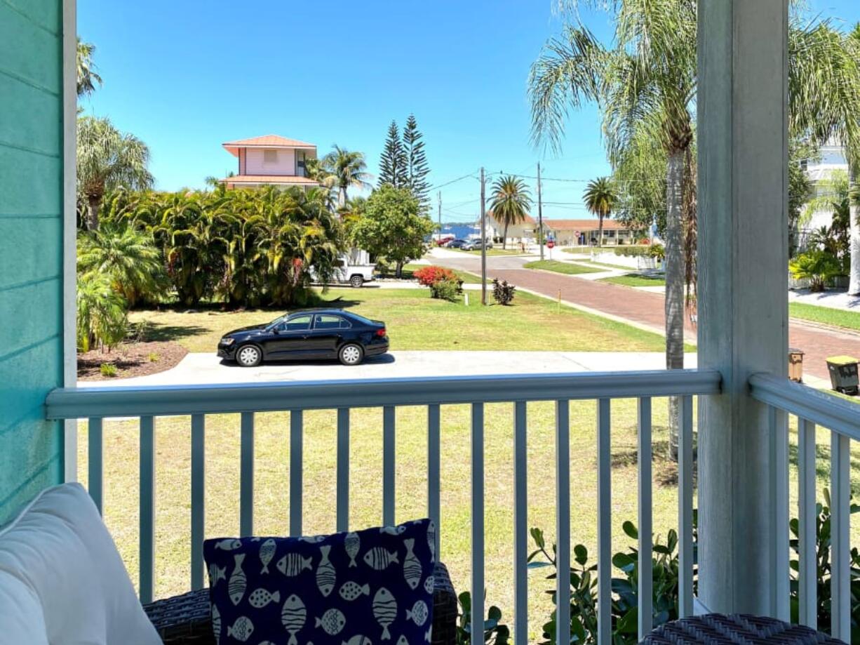 Sheltering in place from our Florida winter home, where we spend much of our time on our front porch.