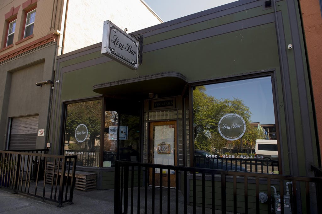 Low Bar in downtown Vancouver is seen closed during the COVID-19 crisis April 9. Food service is one of the sectors that saw a decrease in the number of new unemployment claims.