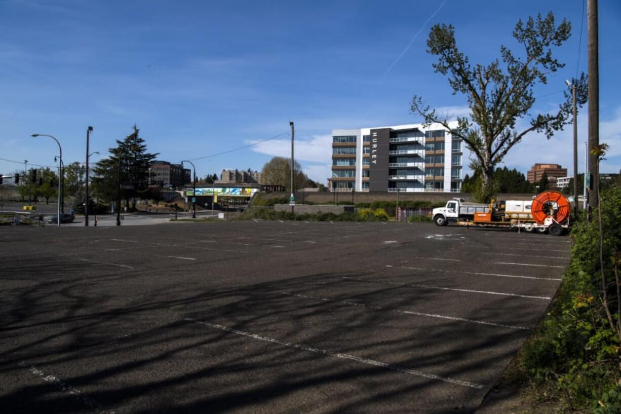 The site of the planned Hurley Tower II is almost immediately south of the recently completed Hurley Tower I, located on the other side of the BNSF Railway berm.