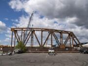 Industrial manufacturing company Vigor is building a new truss bridge for the BNSF Railway Company in the Columbia Business Center. The structure is visible from the parking lot next to the Marine Park boat launch ramp.