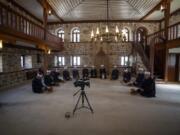 Imams attend the Ramadan prayer at a mosque empty of faithful due to social distancing guidelines during the coronavirus outbreak in Zenica, central Bosnia, Thursday, April 23, 2020. The COVID-19 virus pandemic is cutting off the world&#039;s Muslims from their cherished Ramadan traditions.