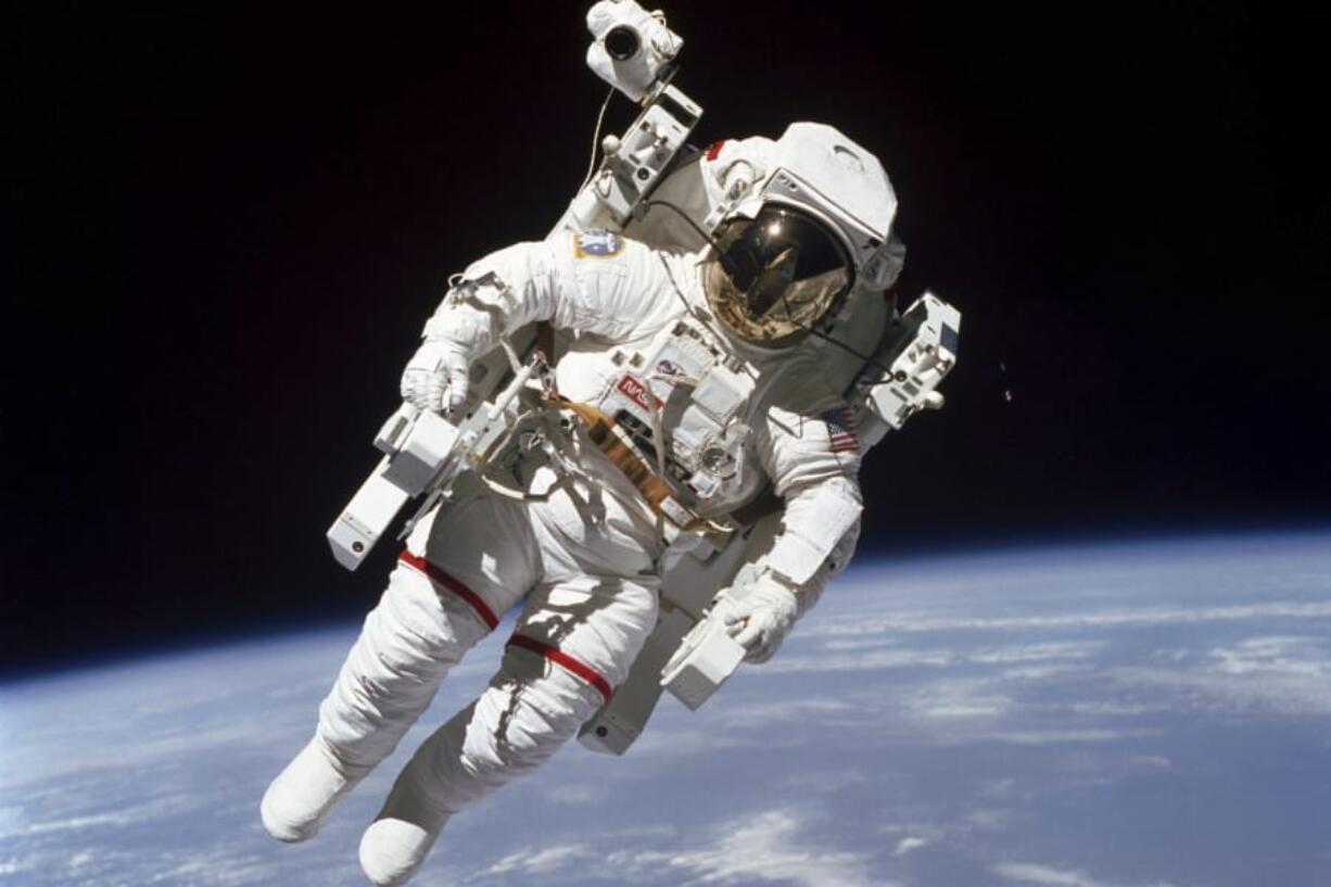 Astronaut Bruce McCandless II performs a spacewalk Feb. 7, 1984, a few meters away from the cabin of the Earth-orbiting space shuttle Challenger. More than 12,000 people applied for NASA&#039;s next astronaut class.