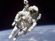 Astronaut Bruce McCandless II performs a spacewalk Feb. 7, 1984, a few meters away from the cabin of the Earth-orbiting space shuttle Challenger. More than 12,000 people applied for NASA&#039;s next astronaut class.