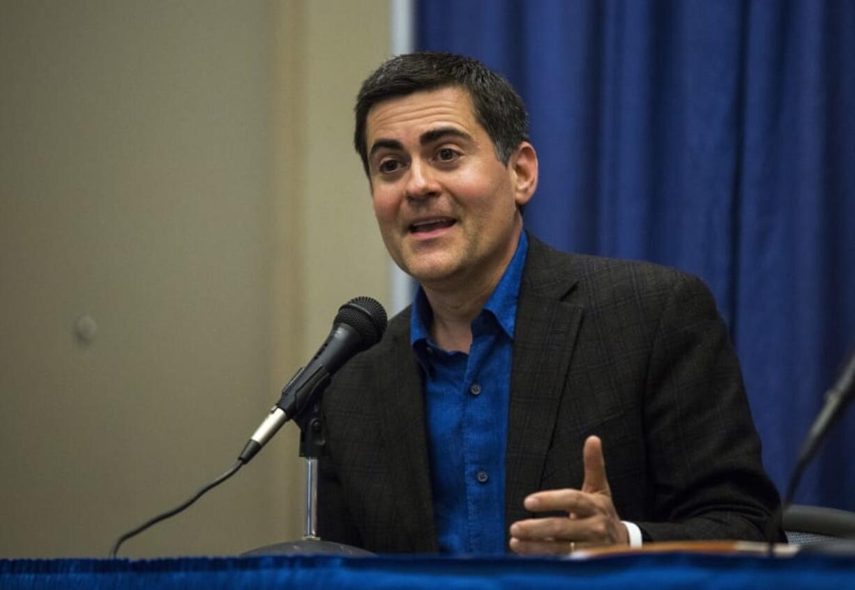 FILE - In this June 13, 2017, file photo, Russell Moore, president of the Ethics &amp; Religious Liberty Commission of the Southern Baptist Convention, speaks at a news conference in Phoenix. Nine leaders at evangelical Christian organizations, including Moore, are urging the Trump administration to release people from immigration detention facilities &quot;who do not pose a threat to public safety&quot; during the coronavirus pandemic, particularly those who are elderly or otherwise at higher risk for contracting COVID-19.