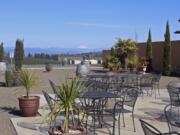 In this photo taken Tuesday, April 14, 2020, the patio at Coria Estates, a winery on the outskirts of Salem, Ore,, is devoid of customers because of the governor&#039;s stay-at-home order. Oregon is in its fourth week of lockdown.