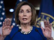 FILE - In this Feb. 6, 2020, file photo, Speaker of the House Nancy Pelosi, D-Calif., talks during a news conference at the Capitol in Washington. President Donald Trump and Pelosi have not spoken in five months at a time when the nation is battling its worst health crisis in a century. (AP Photo/J.