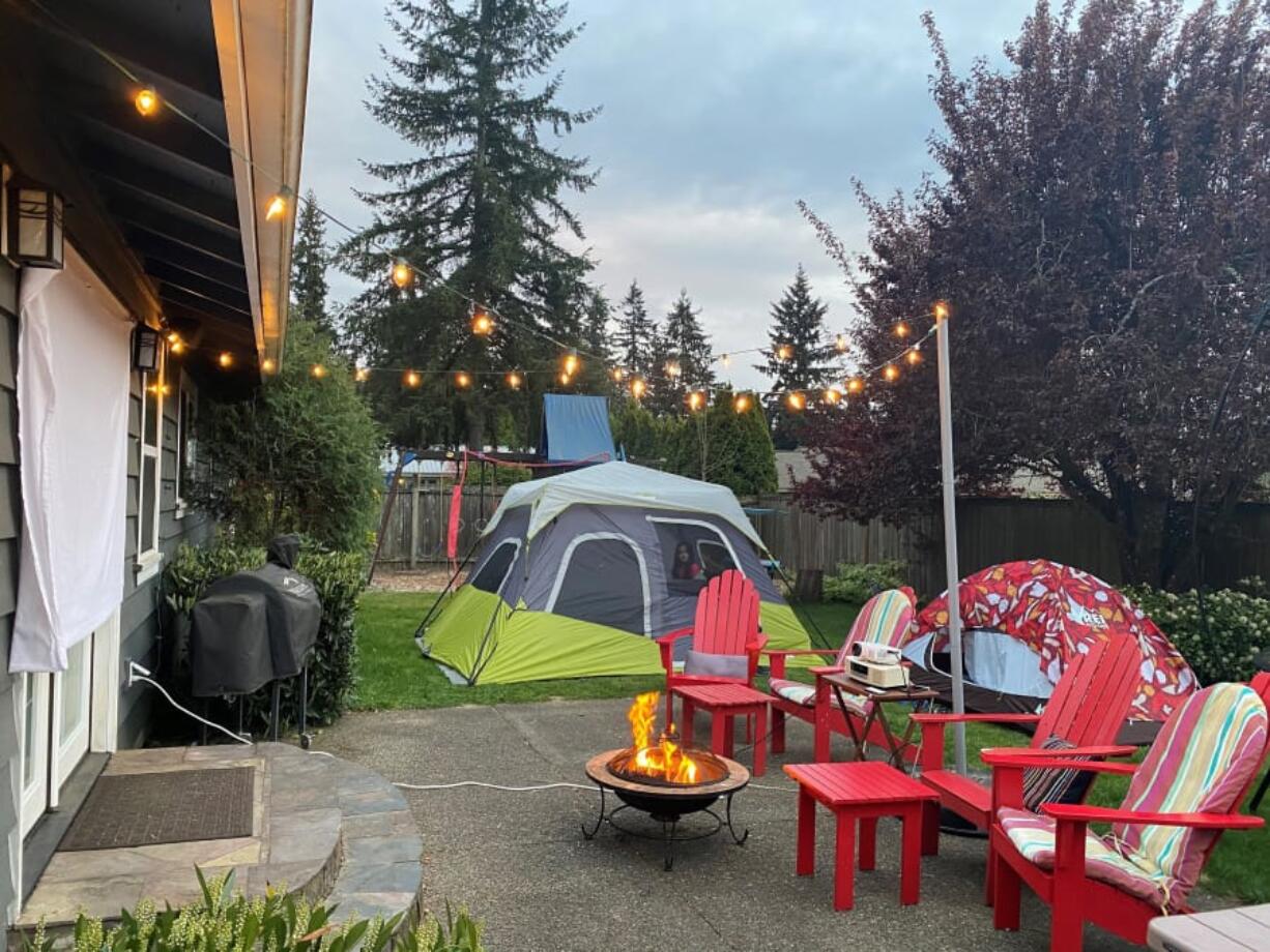 Sheepa Bali (Bansal) and her family set up tents in the backyard of their home in Kirkland as part of Washington State Parks Foundation&#039;s Great Washington Camp-In earlier this month.