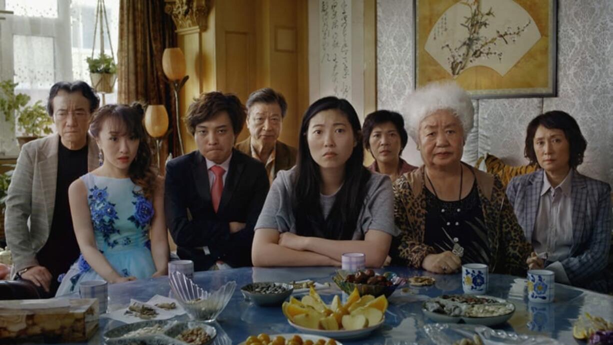 Jian Yongbo, Kmamura Aio, Chen Han, Tzi Ma, Awkwafina, Li Ziang, Tzi Ma, Lu Hong and Zhao Shuzhen appear in &quot;The Farewell.&quot; (Big Beach/Courtesy of Sundance Institute)