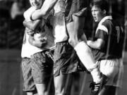 Mountain View's Doug Wolvert, top, and his team celebrate a goal during the 1992 season.