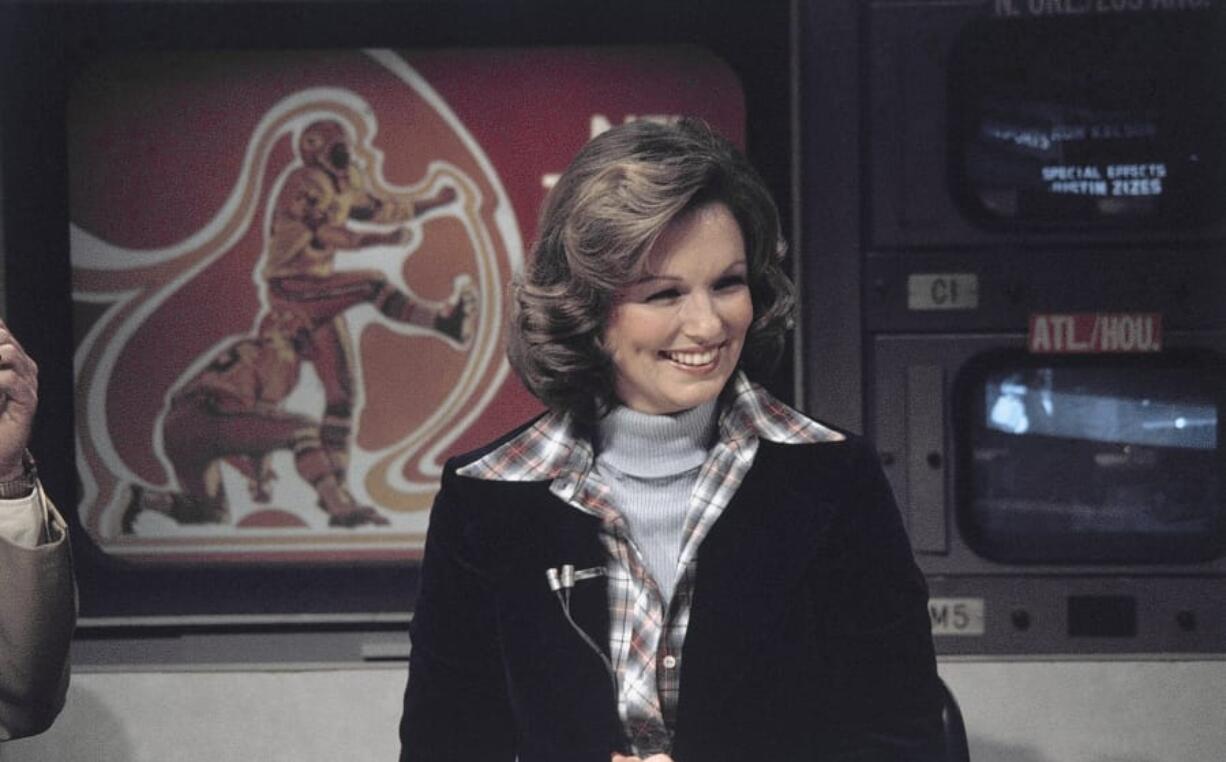 CBS sportscaster Phyllis George pictured on set Nov. 28, 1976. George, a former Miss America who became a female sportscasting pioneer on CBS&#039;s &quot;The NFL Today&quot; and served as the first lady of Kentucky, died Thursday, May 14, 2020. She was 70.