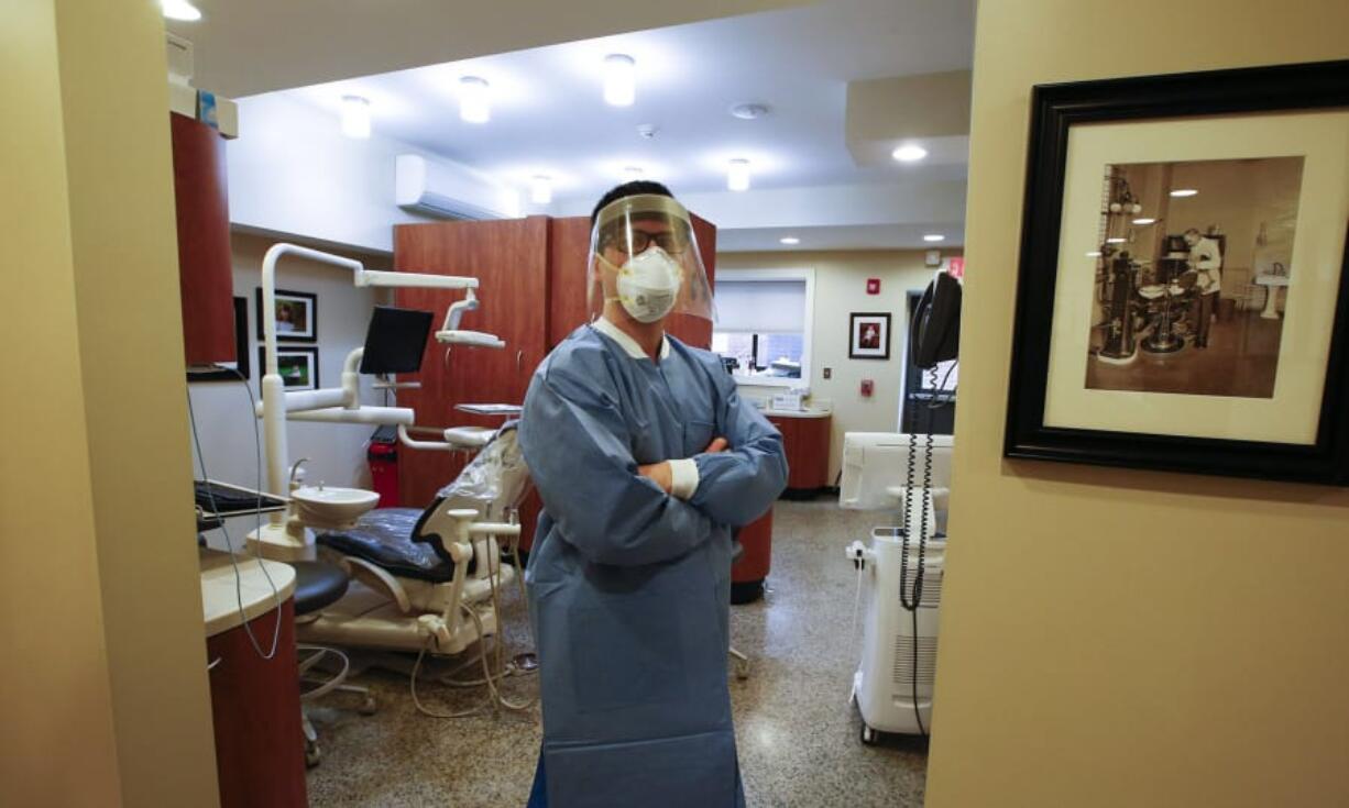 Michael Barnes in his South Philadelphia dental office in May 2020.