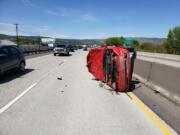 Vancouver's Peter Chapman, 24, swerved and crashed into the center divider of Interstate 84 near The Dalles, Ore., while avoiding a wrong-way vehicle on Friday. Chapman was uninjured, according to Oregon State Police.