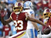 Former Washington Redskins cornerback Quinton Dunbar (23), now a member of the Seattle Seahawks, has an arrest warrant out on Thursday, May 14, 2020, for armed robbery in Florida.