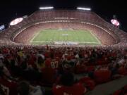 Arrowhead Stadium in Kansas City, Mo. The Chiefs will open defense of their Super Bowl championship by hosting Houston on Sept. 10 in the NFL&#039;s annual kickoff game -- pending developments in the coronavirus pandemic, of course.