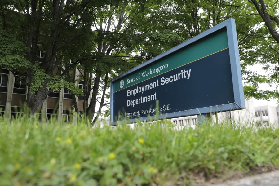 A sign at the headquarters for Washington state's Employment Security Department (AP Photo/Ted S.