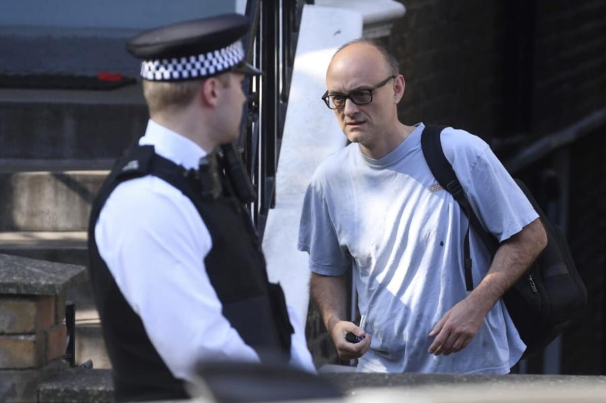 Dominic Cummings, top aide to British Prime Minister Boris Johnson, leaves his home in north London, Wednesday, May 27, 2020. The British government faced accusations of hypocrisy after the revelation that  Cummings traveled more than 250 miles (400 kms) to his parents&#039; house during a nationwide lockdown while he was showing coronavirus symptoms.