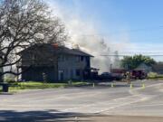 Clark County Fire & Rescue crews were dispatched at 9:01 a.m. to 560 Bozarth Ave. for the report of a multi-residential structure fire. The apartment building is in Cowlitz County.