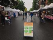 Rain and a socially distanced sales area greeted visitors Saturday morning at the Vancouver Farmers Market.