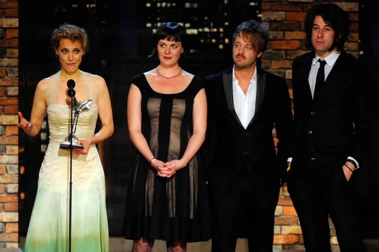 (From left) Director Lynn Shelton actors Joshua Leonard and Alycia Delmore and cinematographer Benjamin Kasulke accept the John Cassavetes Award for &quot;Humpday&quot; onstage during the 25th Film Independent&#039;s Spirit Awards held at Nokia Event Deck at L.A. Live on March 5, 2010 in Los Angeles, California.