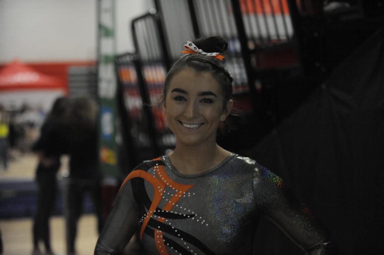 Wayne Havrelly/Post-Record 
Washougal senior gymnast Shaela Ausmus qualified for the 1A/2A/3A state meet after a three-year absence from gymnastics because of back problems. 
Wayne Havrelly/Post-Record 
Washougals Paris Krecklow (left) shows support for her teammate and friend, Shaela Ausmus, at the 1A/2A/3A state gymnastics meet in Bellevue on Feb. 21. 
Wayne Havrelly/Post-Record 
Washougals Shaela Ausmus catapults off the vault at the 1A/2A/3A state gymnastics championships at Lake Sammamish High School on Feb. 21.