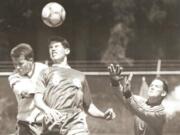 Mountain View&#039;s Damien Schilling (8) heads the ball for a goal in the Thunder&#039;s win over North Thurston during the 1993 Class AAA state playoffs on May 15, 1993.