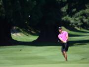 Boise State golfer Brian Humphreys, a Camas High School graduate, hits a shot at Columbia Edgewater Country Club in Portland during play Thursday in the Oregon Amateur. Humphreys was eliminated from the tournament in the round of 32, losing on a 19th hole.