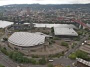 An aerial view of Portland&#039;s Rose Quarter district. (Randy L.