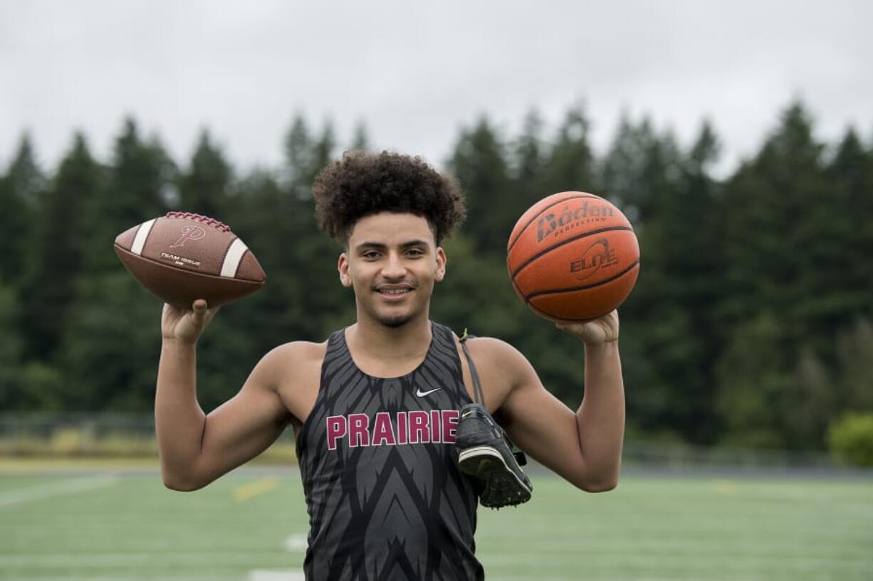 All-Region multi-sport male athlete of the year, senior AJ Dixson, is pictured at Prairie High School on Monday morning, June 15, 2020.