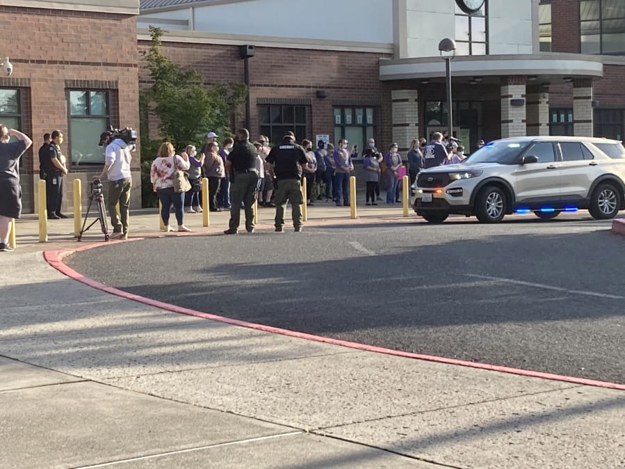 HAZEL DELL: Clark County Fire District 6 along with Clark County Sheriffis Office and 50 private vehicles participated in a symbolic drive-by at Sarah J. Elementary School on June 17. That is the site where Tiffany Hill was shot and killed by her estranged husband on Nov.