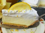 There are only four ingredients in this pie: lemon gelatin, a fresh lemon, whipped topping and graham cracker crust.