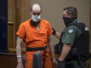 Dustin Zapel, 38, appears for sentencing in his double-murder case Friday in Clark County Superior Court. Judge John Fairgrieve handed down a 66-year sentence.