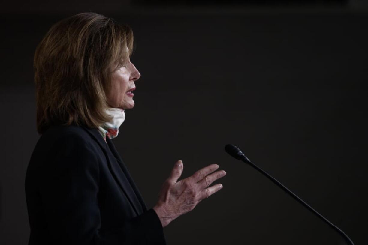 House Speaker Nancy Pelosi of Calif., speaks during a news conference on Capitol Hill in Washington, Thursday, May 28, 2020.