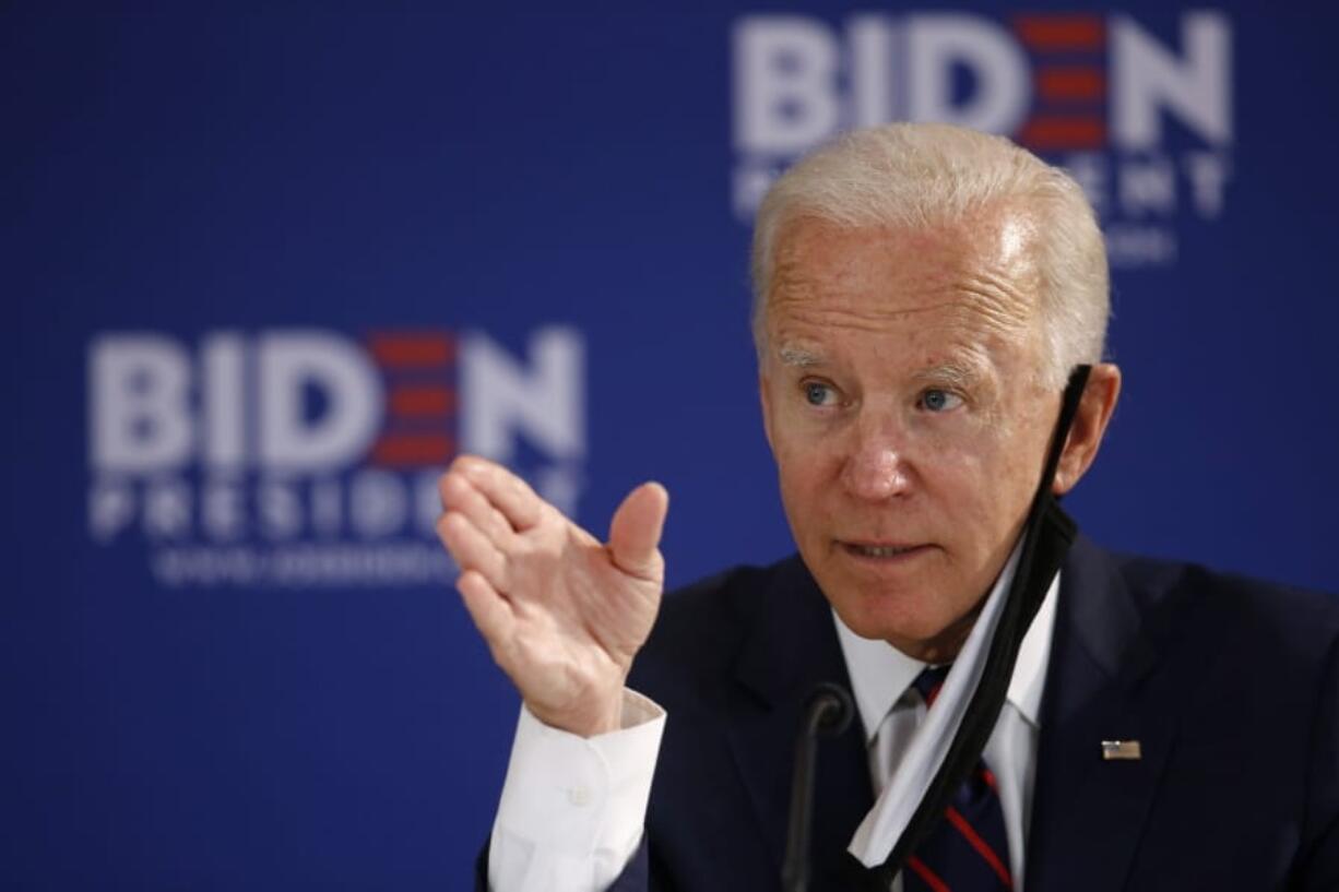 Democratic presidential candidate, former Vice President Joe Biden speaks during a roundtable on economic reopening with community members, Thursday, June 11, 2020, in Philadelphia.