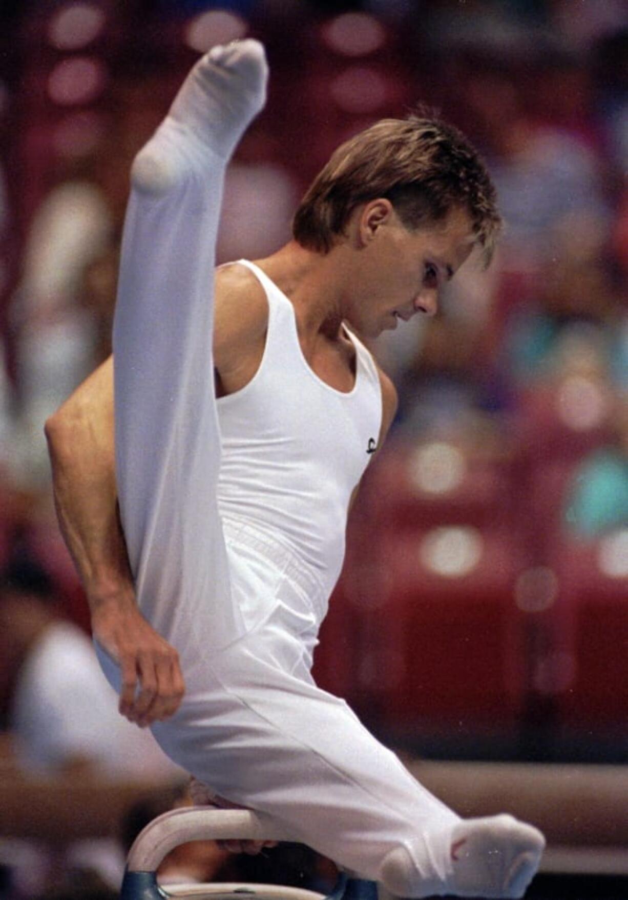 Kurt Thomas, pictured here in 1991, the first U.S. male gymnast to win a world championship gold medal, has died. He was 64. Thomas&#039; family said he died Friday, June 5, 2020. He had a stroke May 24, caused by a tear of the basilar artery in the brain stem.