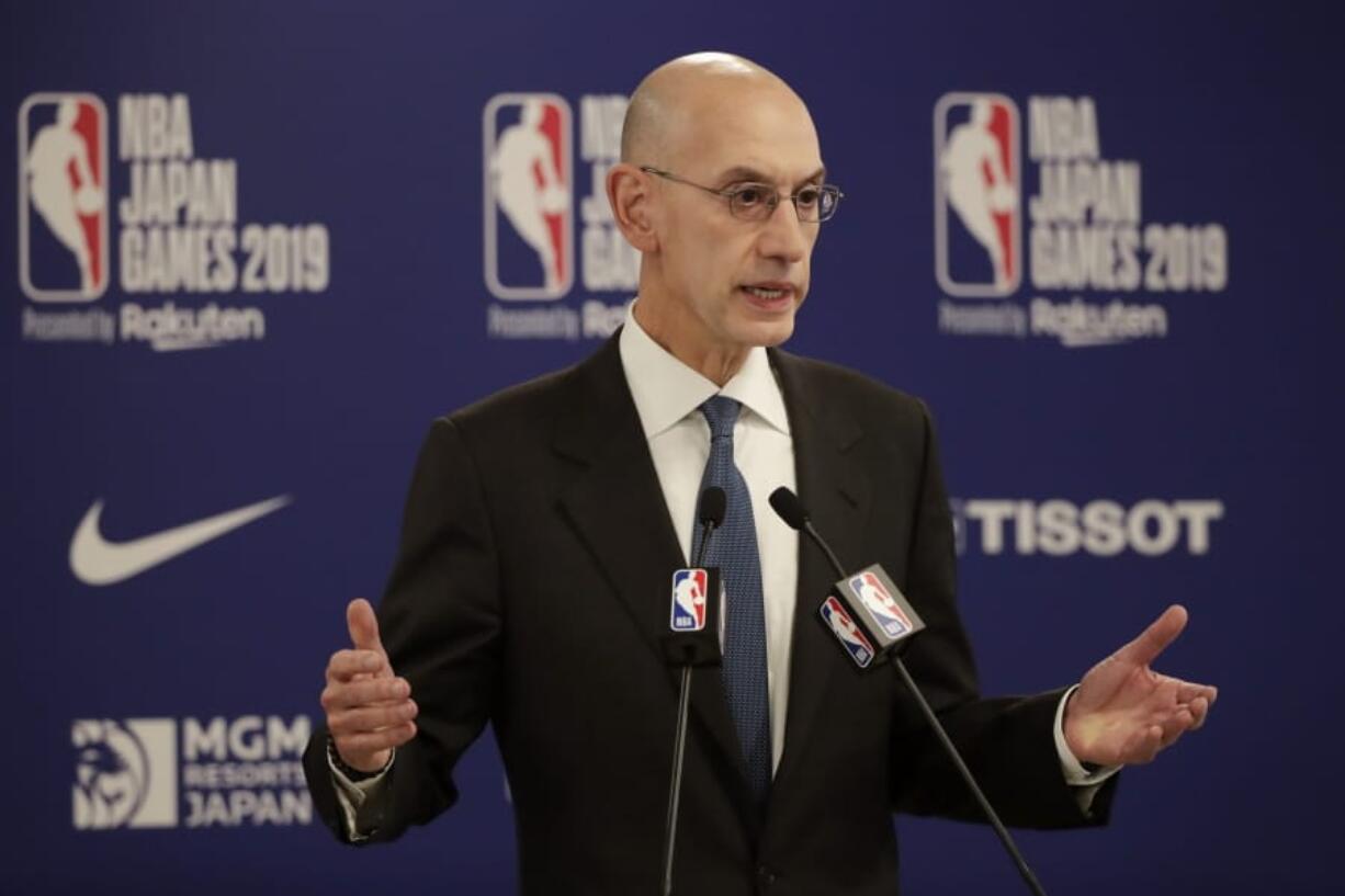 NBA Commissioner Adam Silver said Friday, June 26, 2020, that the concern shared by the league and its players surrounding next month&#039;s restart of the season is rising as coronavirus cases in Florida keep climbing. (AP Photo/Jae C.