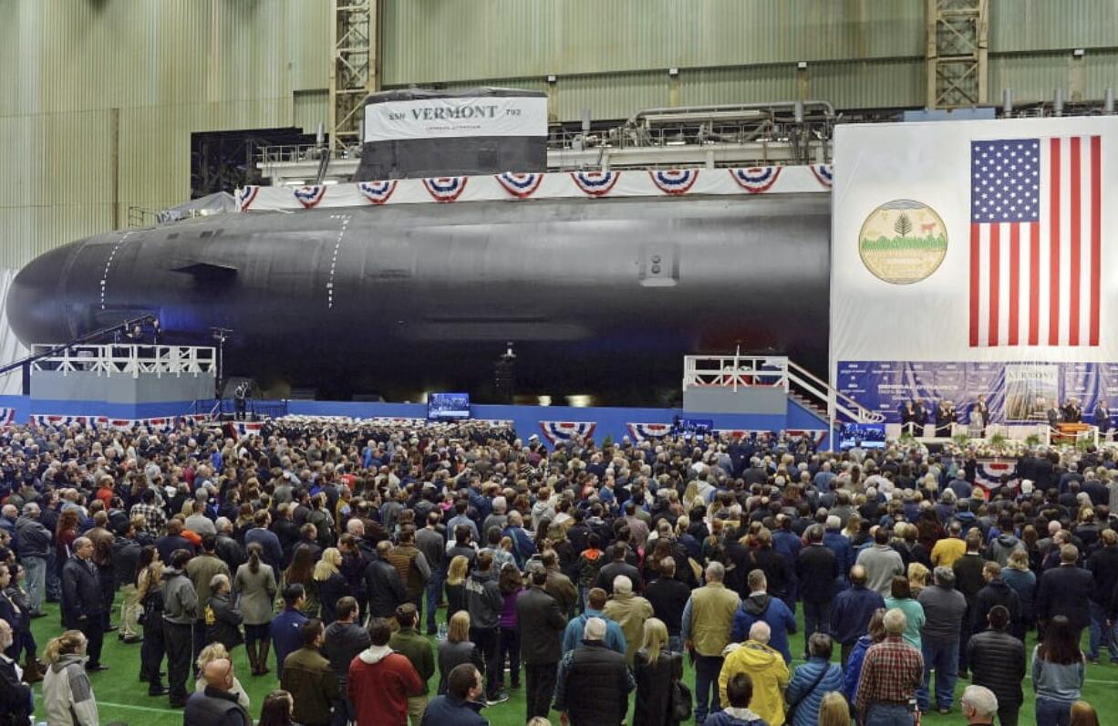 The christening of the Navy&#039;s nuclear-powered attack submarine USS Vermont on Oct. 20, 2018, at General Dynamics Electric Boat in Groton, Conn. (Sean D.