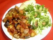 Simple Ratatouille (Sauteed Provencal Vegetables) with French Frisee Salad.