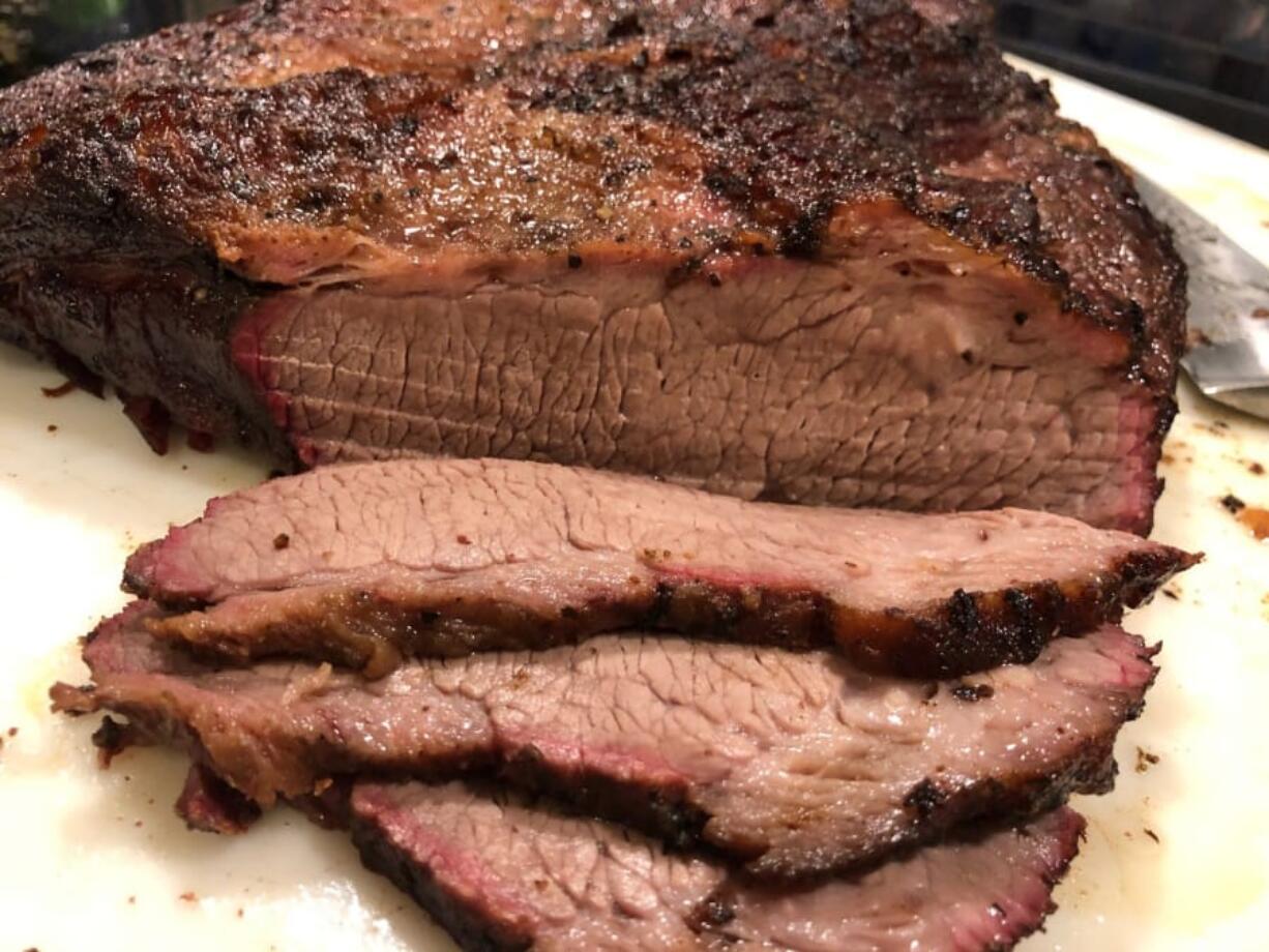 It took eight hours or so to make, but beef brisket cooked in a kamado grill turned out just the way they make it in Texas. (Daniel Neman/St.