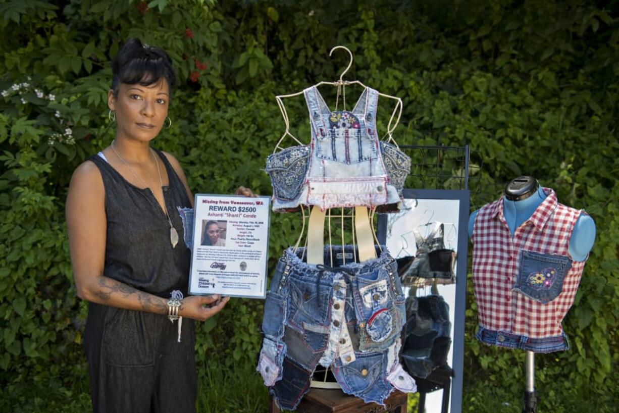 Connie Wellman refashioned clothes from her niece, Ashanti Conde, who disappeared two years ago when she was 29. Wellman, pictured outside her Felida home, couldn&#039;t part with the clothing.