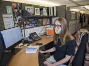 Madison Riethman, a communicable disease epidemiologist for Clark County Public Health, is pictured at work. She said the pandemic has raised awareness about her profession. &quot;What&#039;s interesting about COVID-19 is that it has raised the awareness of epidemiology,&quot; Riethman said.