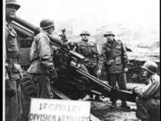 Maj. Gen. John Hinds, commander of Division Artillery, First Cavalry Division, prepares to fire the division&#039;s 1,345,250th and last round in Korea. Gordon Erdahl, center, had originally been selected to fire the shot. Erdahl, now 91, lives in Battle Ground.