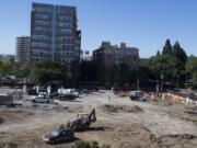 Construction is underway on a six-story mixed use building at 815 Columbia St., a vacant parcel known in recent years as Block 10.